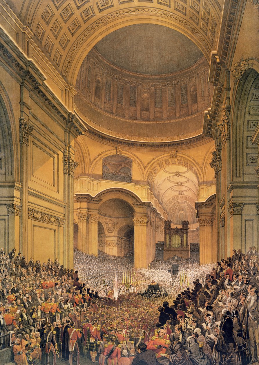 सेंट पॉल कैथेड्रल में ड्यूक ऑफ वेलिंगटन का अंतिम संस्कार, 1852 द्वारा लुई हागे
