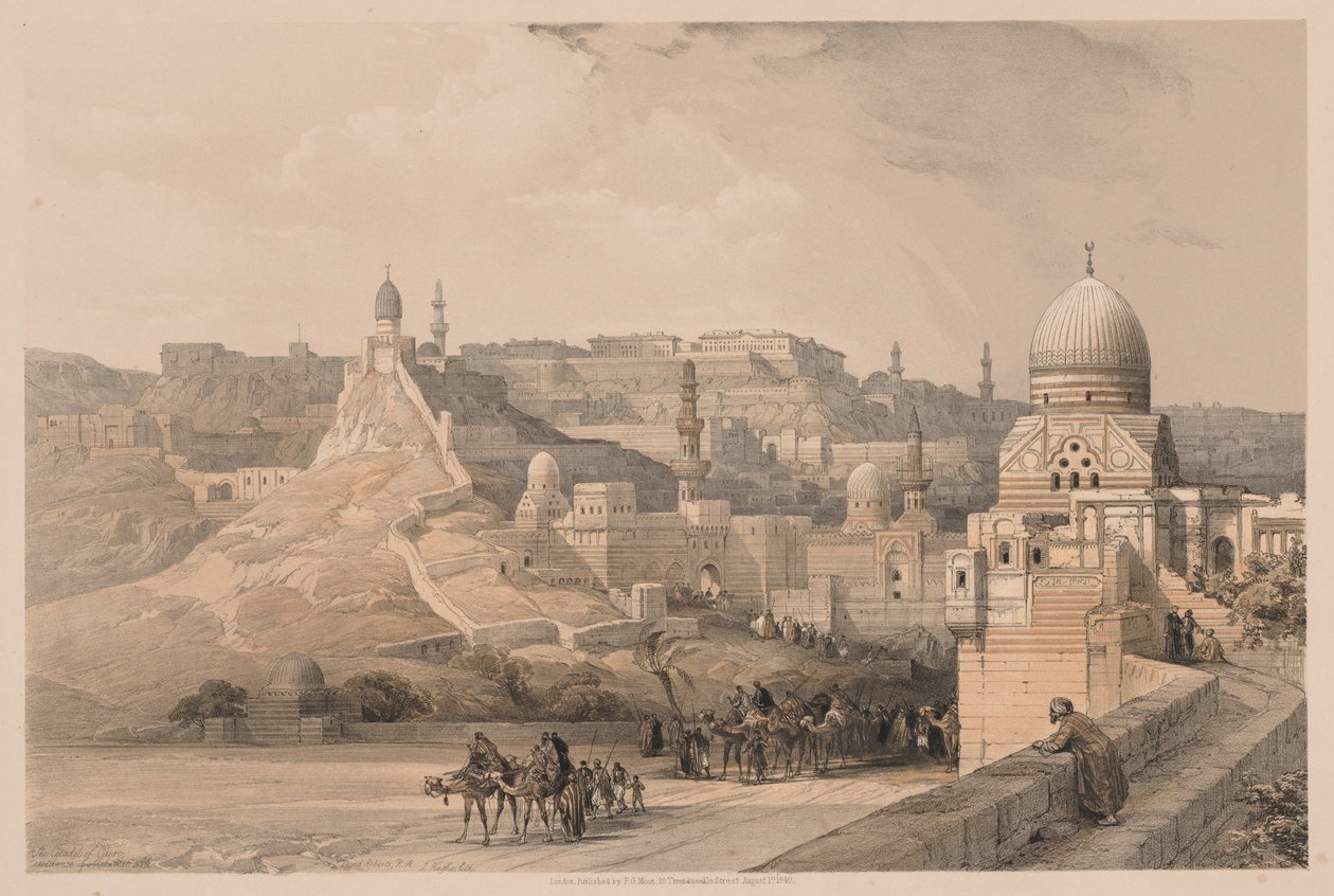 मिस्र और नूबिया: खंड III - संख्या 34, काहिरा का गढ़, मेहेमत अली का निवास, 1838। द्वारा लुई हागे