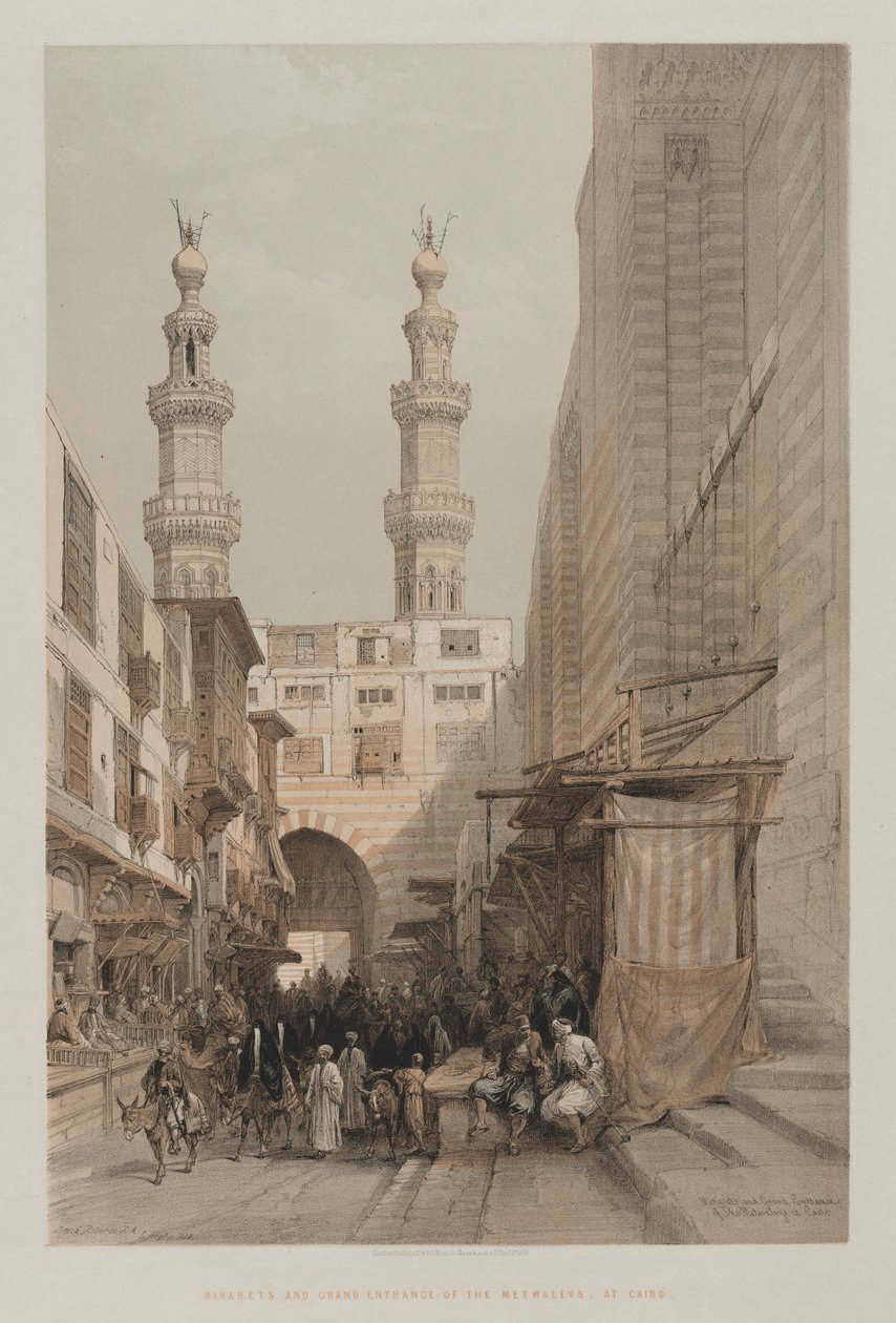 मिस्र और नूबिया, वॉल्यूम III: काइरो, 1848 में मिनारेट्स, और मेटवेलिस का ग्रैंड प्रवेश। द्वारा लुई हागे