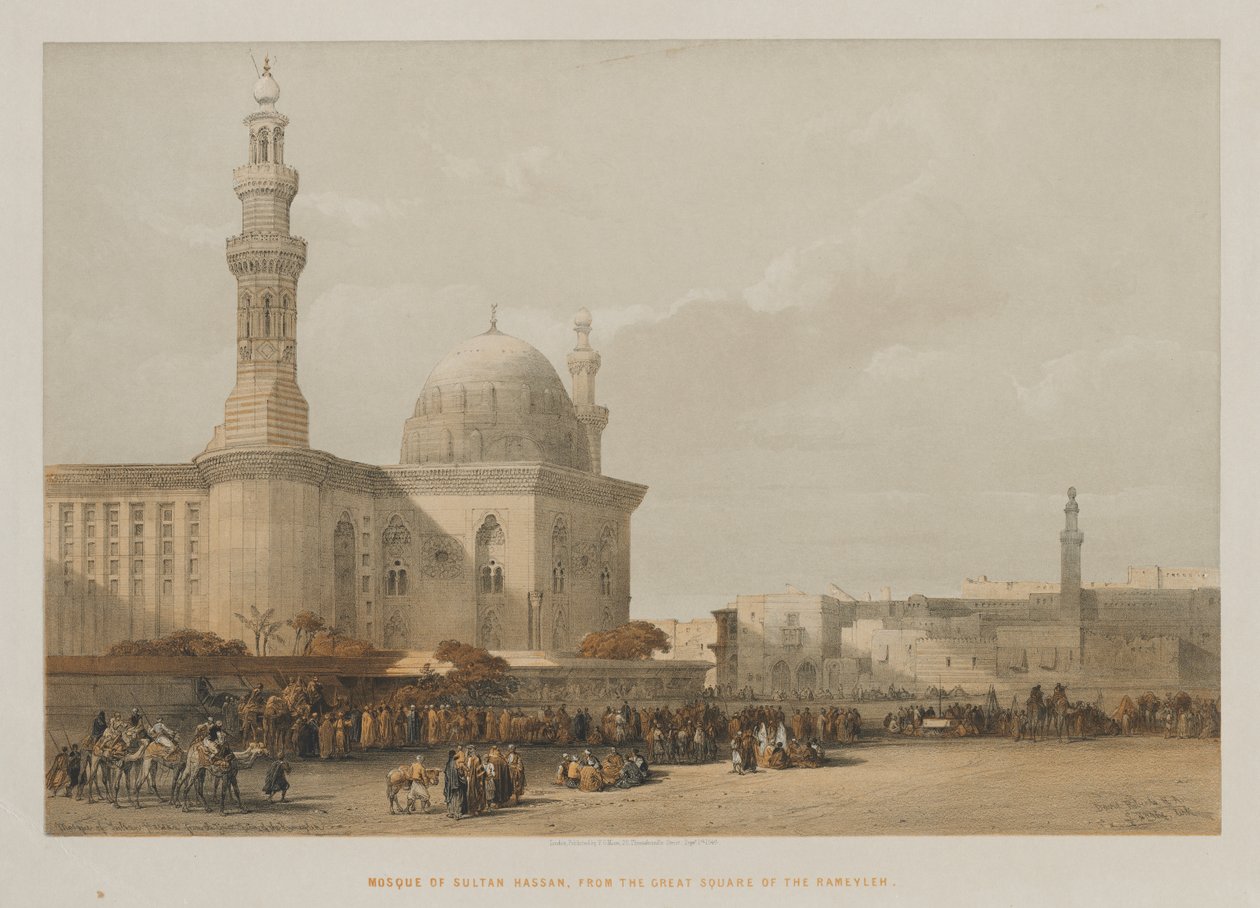 मिस्र और नूबिया, वॉल्यूम III: सुल्तान हसन की मस्जिद, रमेलेह के महान वर्ग से, 1849। द्वारा लुई हागे