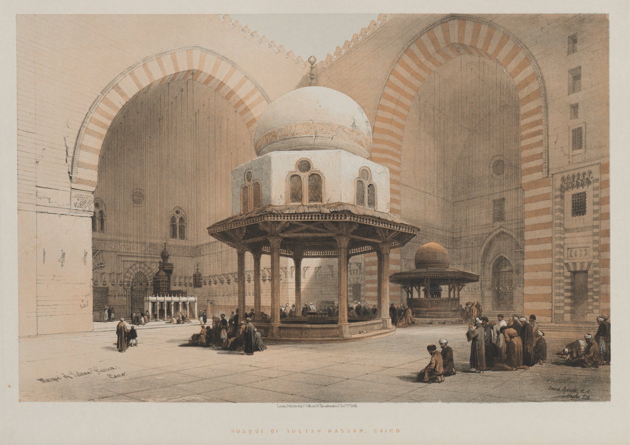 मिस्र और नूबिया, वॉल्यूम III, सुल्तान हसन की मस्जिद, काहिरा, 1848। द्वारा लुई हागे