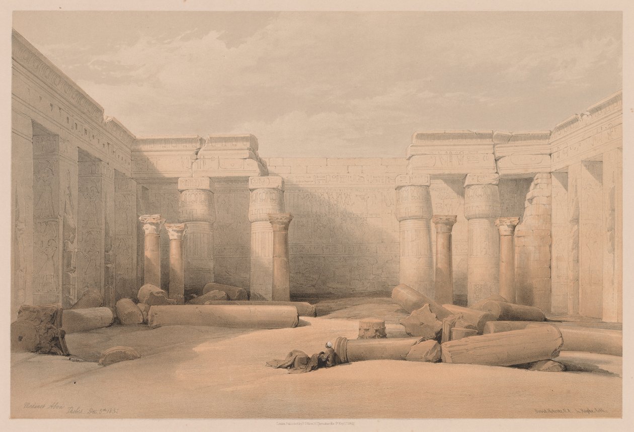 मिस्र और नूबिया: खंड II - नंबर 18, मेदिनेट अबू, थेब्स, 1832। द्वारा लुई हागे