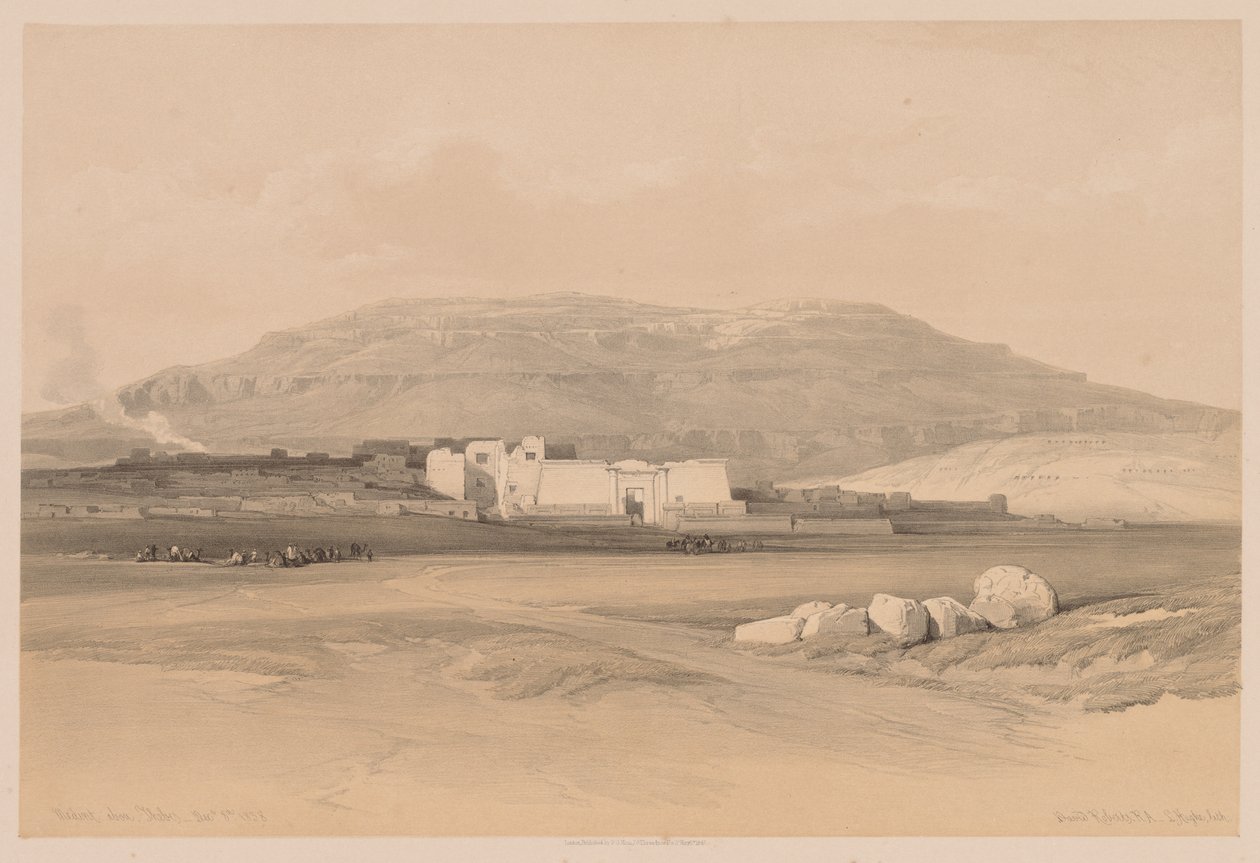 मिस्र और नूबिया: खंड II - नंबर 20, मेदिनेट अबू, थेब्स, 1838। द्वारा लुई हागे