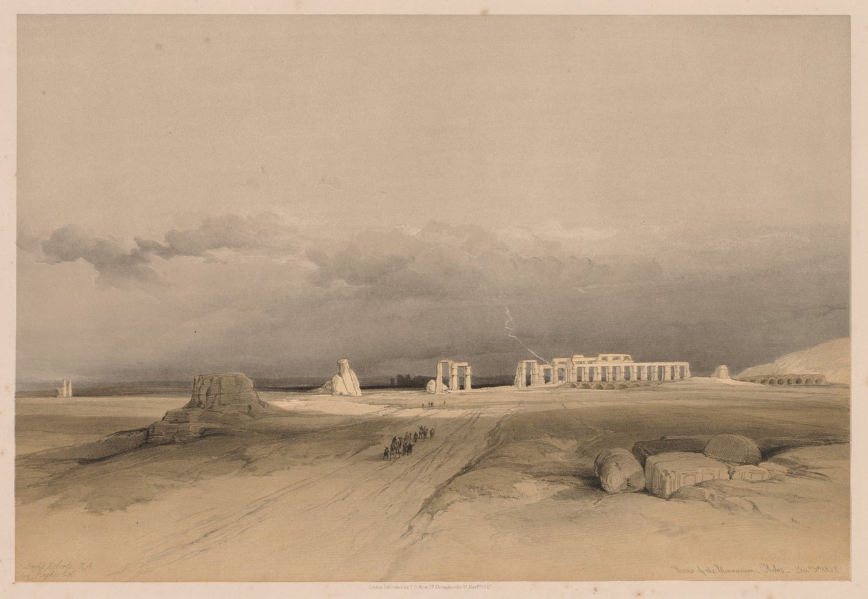 मिस्र और नूबिया: खंड II - नंबर 8, मेनिओनियम के अवशेष, थेब्स, 1838। द्वारा लुई हागे