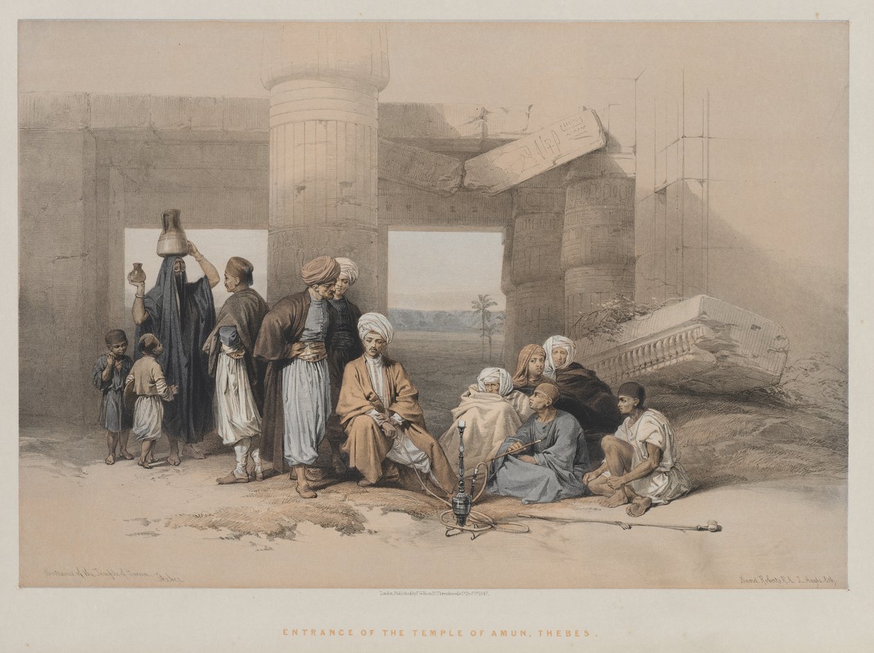 मिस्र और नूबिया, खंड II: अमून के मंदिरों का प्रवेश, थिब्स, 1847। द्वारा लुई हागे