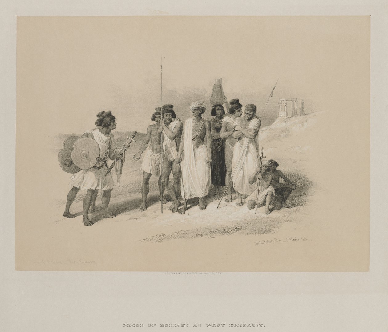 मिस्र और नूबिया, खंड II: ग्रुप ऑफ नबियंस-वाडी कार्दासी, 1847। द्वारा लुई हागे