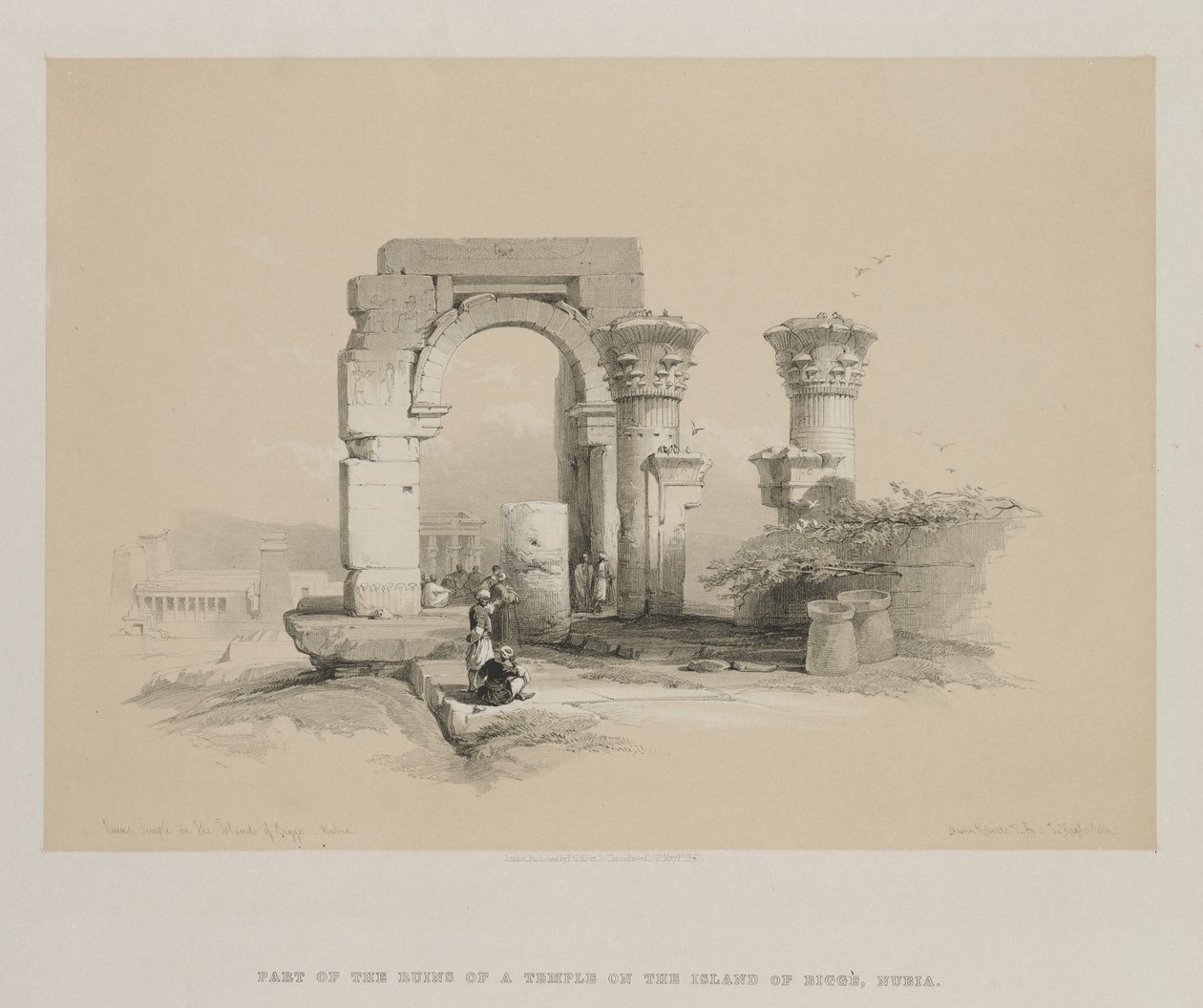 मिस्र और नूबिया, खंड II: खंडहर - मंदिर Biggeh, नूबिया, 1847 में। द्वारा लुई हागे