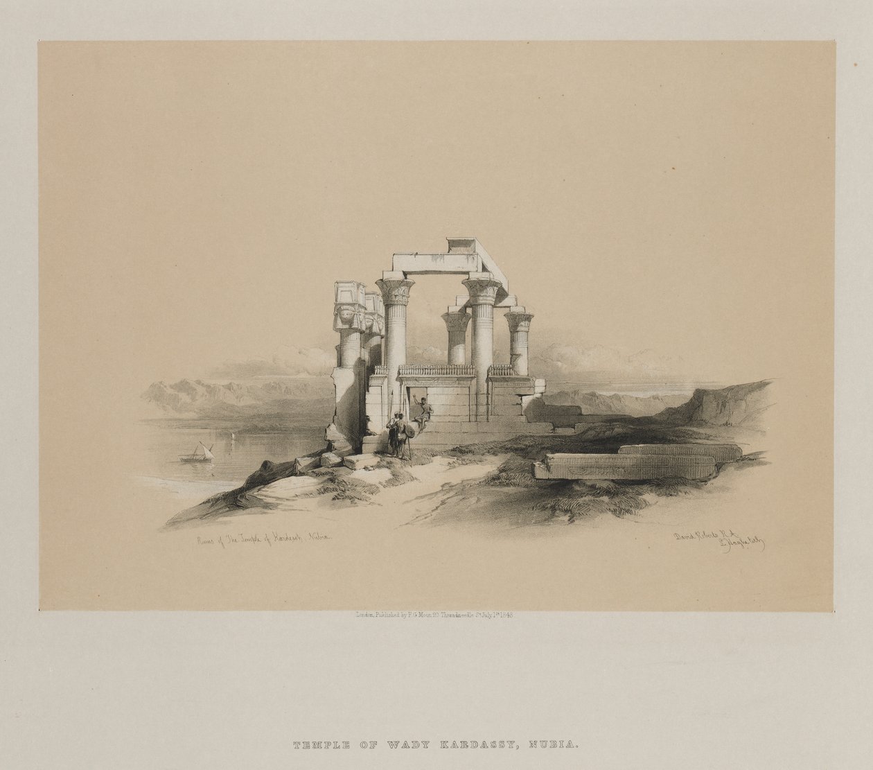 मिस्र और नूबिया, खंड II: कार्दिश, नूबिया, 1848 के मंदिर के अवशेष। द्वारा लुई हागे