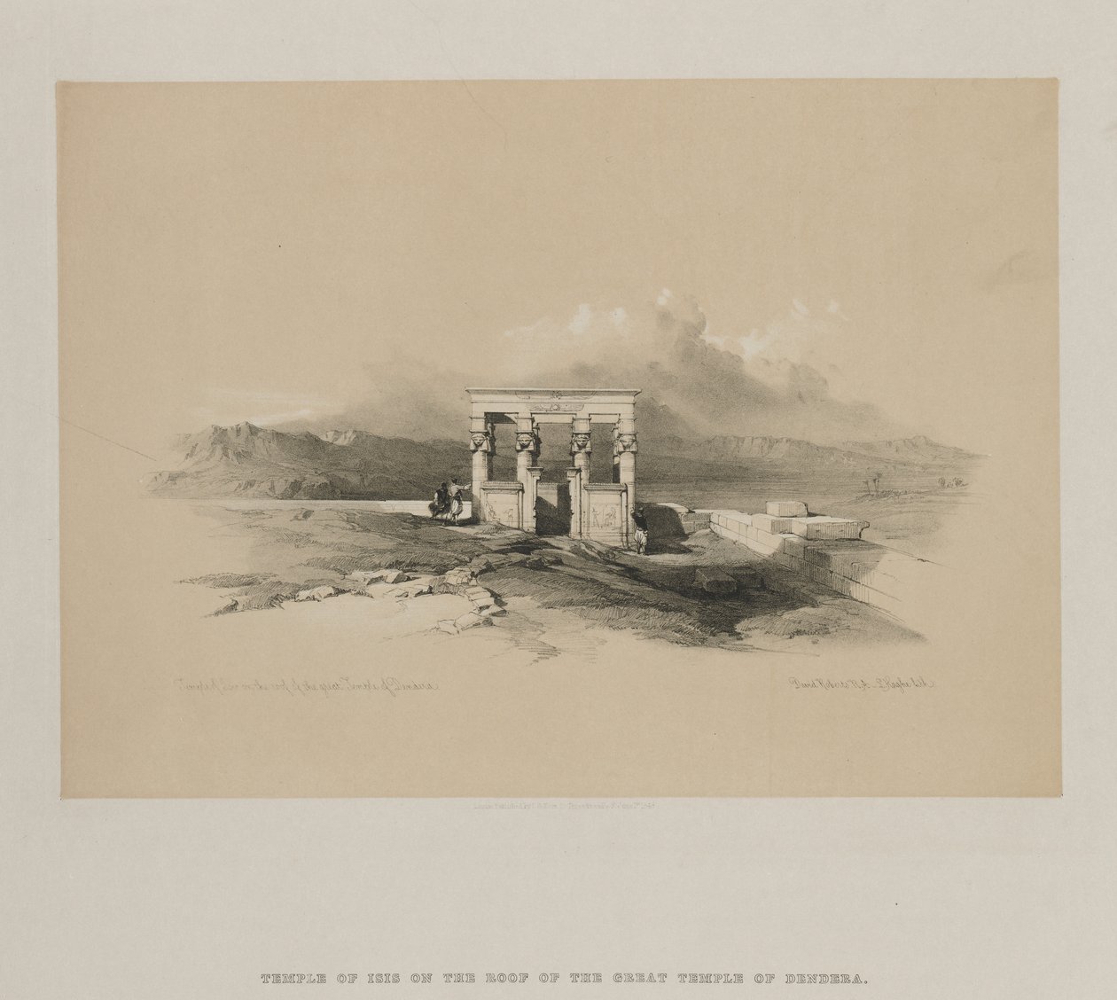 मिस्र और नूबिया, खंड II: डेंडेरा के महान मंदिर की छत पर आइसिस का मंदिर, 1848। द्वारा लुई हागे