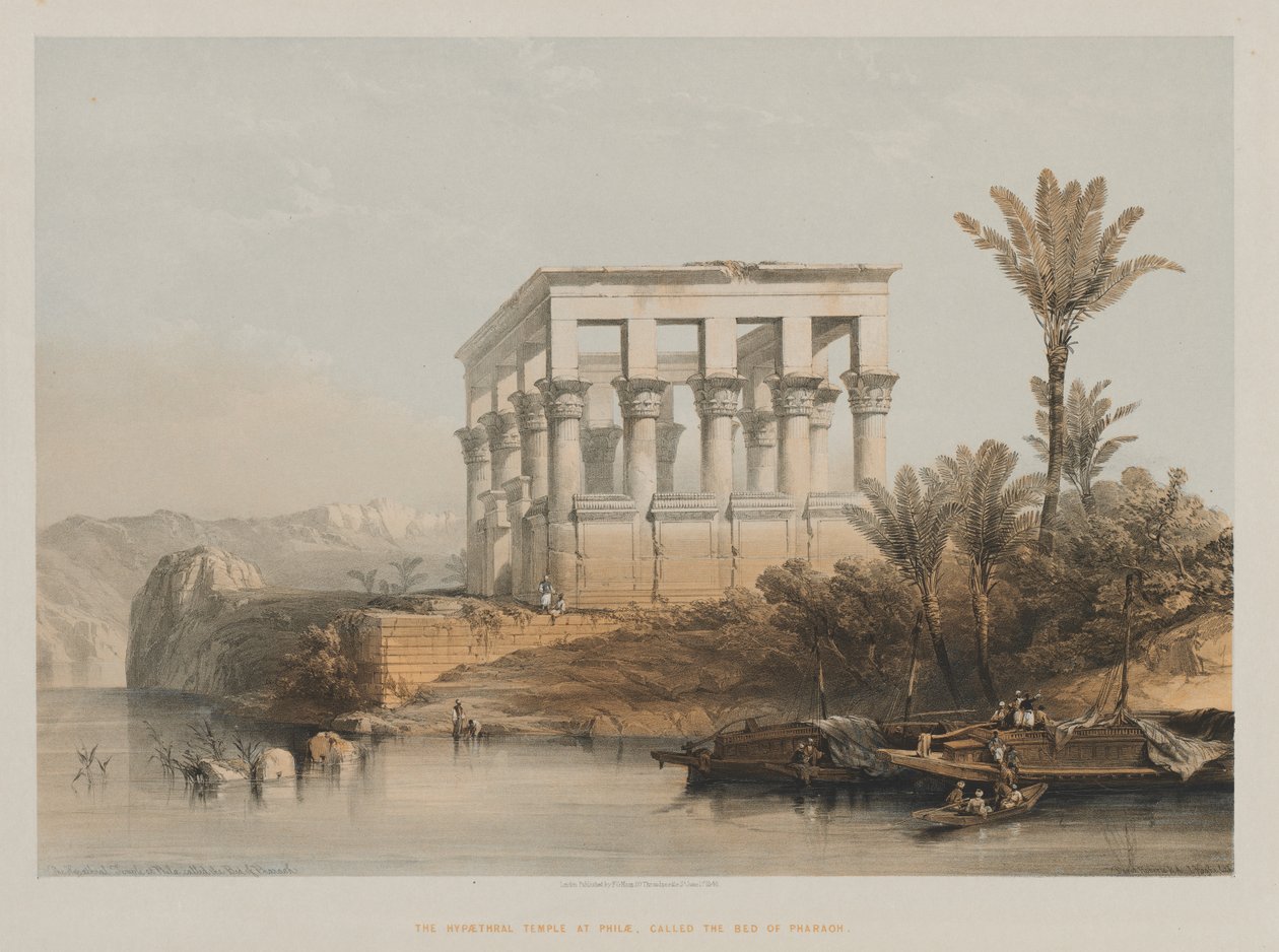मिस्र और नूबिया, खंड II: फिलै में हाइपैथ्रल मंदिर, 1848 के फिरौन का बिस्तर कहलाता है। द्वारा लुई हागे
