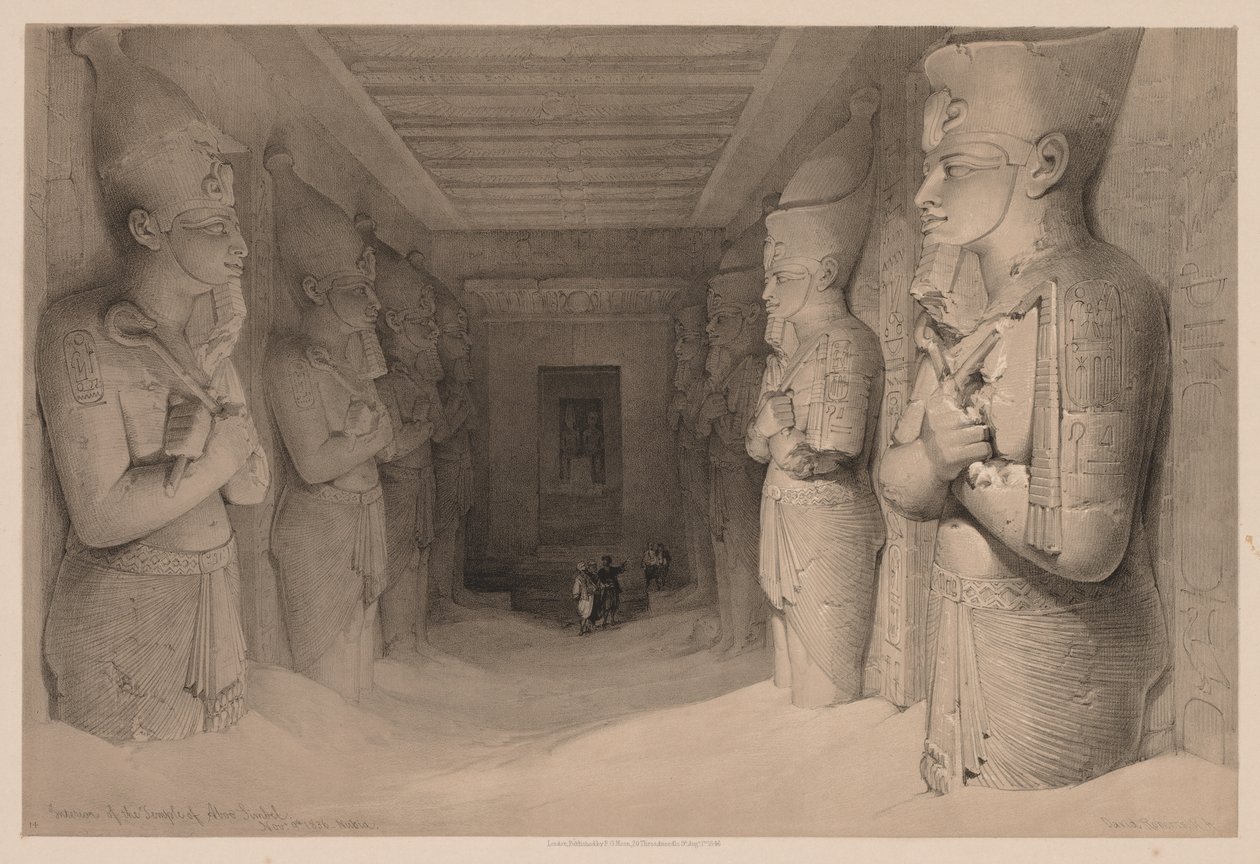 मिस्र और नूबिया: खंड I - नंबर 14, मंदिर का इंटीरियर अबो सिम्बल, 1836। द्वारा लुई हागे
