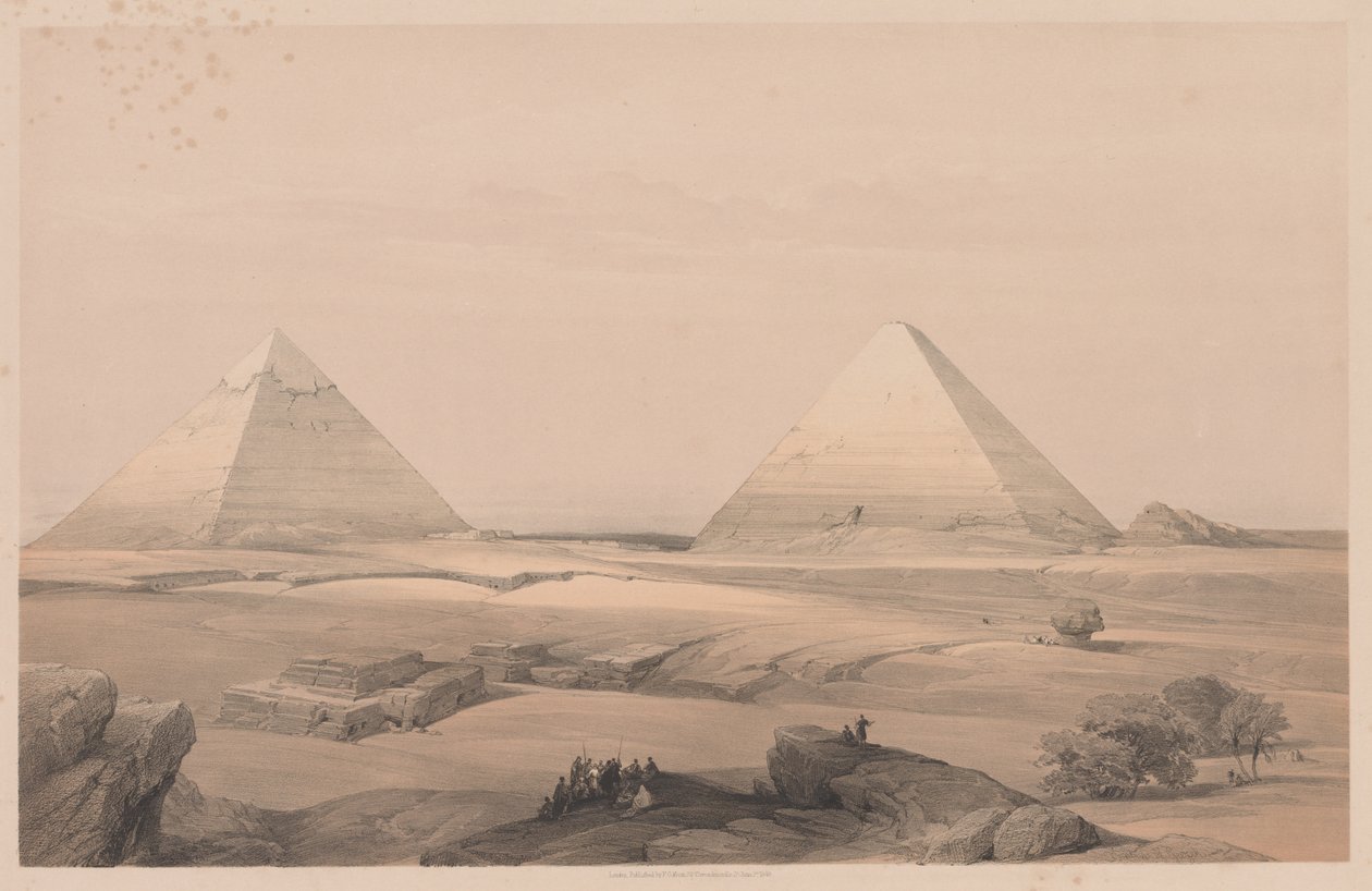 मिस्र और नूबिया: खंड I - नंबर 3, गीज़ के पिरामिड, 1838। द्वारा लुई हागे