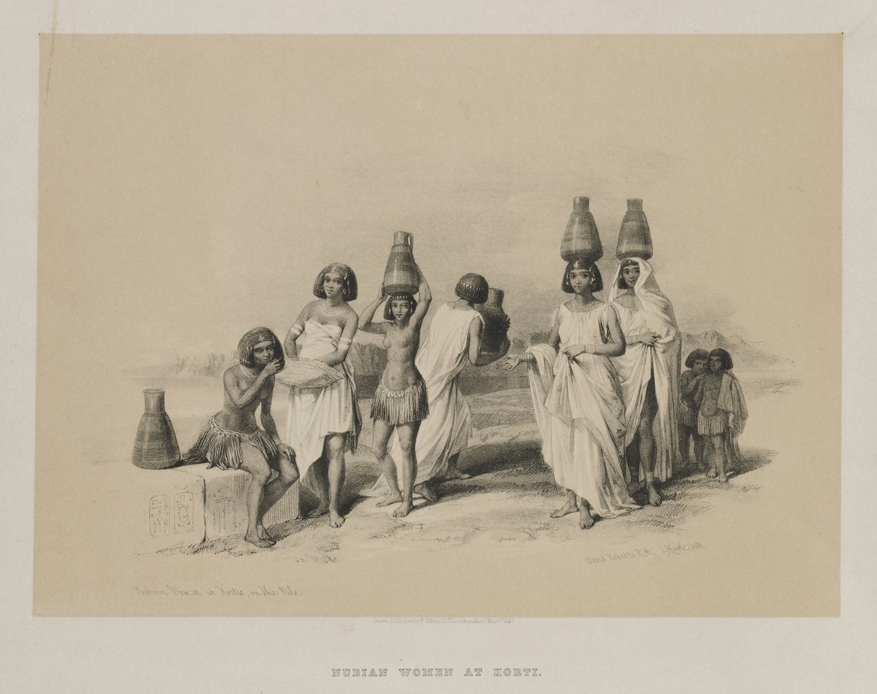 मिस्र और नूबिया, वॉल्यूम I: नुटियन वीमेन एट कॉर्टी, द नाइल, 1847। द्वारा लुई हागे