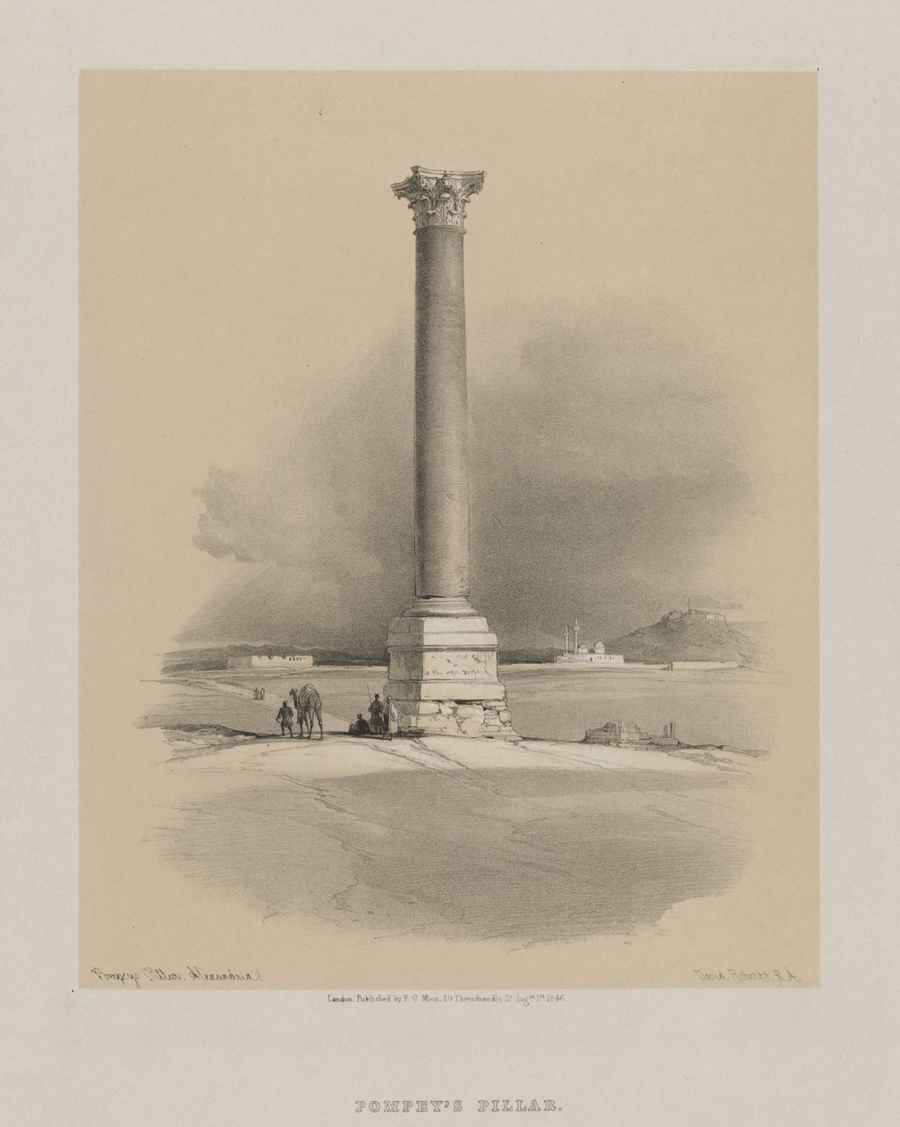 मिस्र और नूबिया, वॉल्यूम I: पोम्पी पिलर, अलेक्जेंड्रिया, 1846। द्वारा लुई हागे