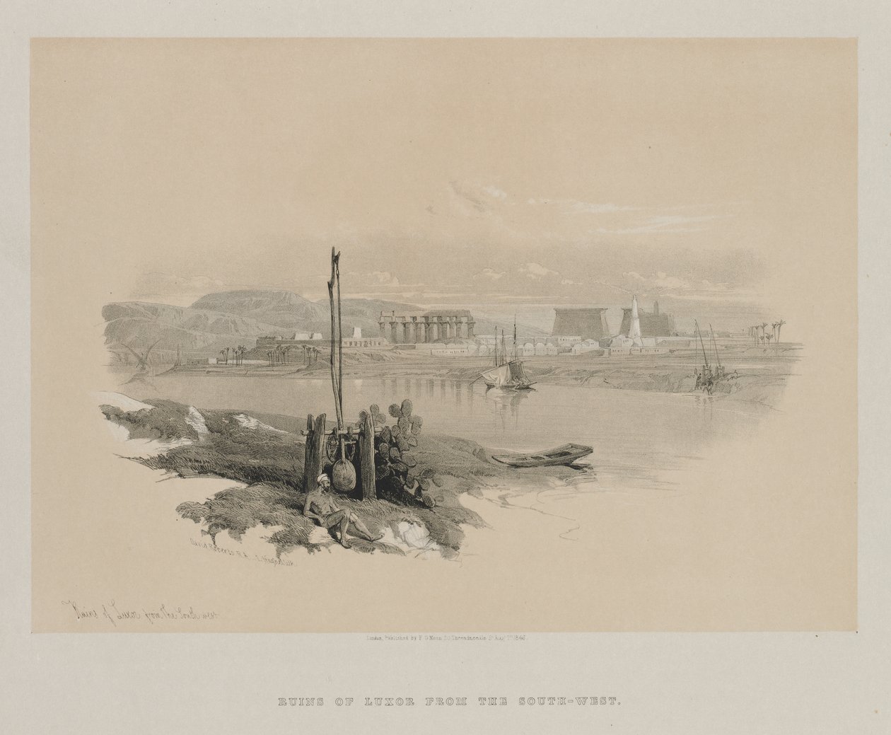 मिस्र और नूबिया, वॉल्यूम I: दक्षिण-पश्चिम से लक्सर के खंडहर, 1846। द्वारा लुई हागे