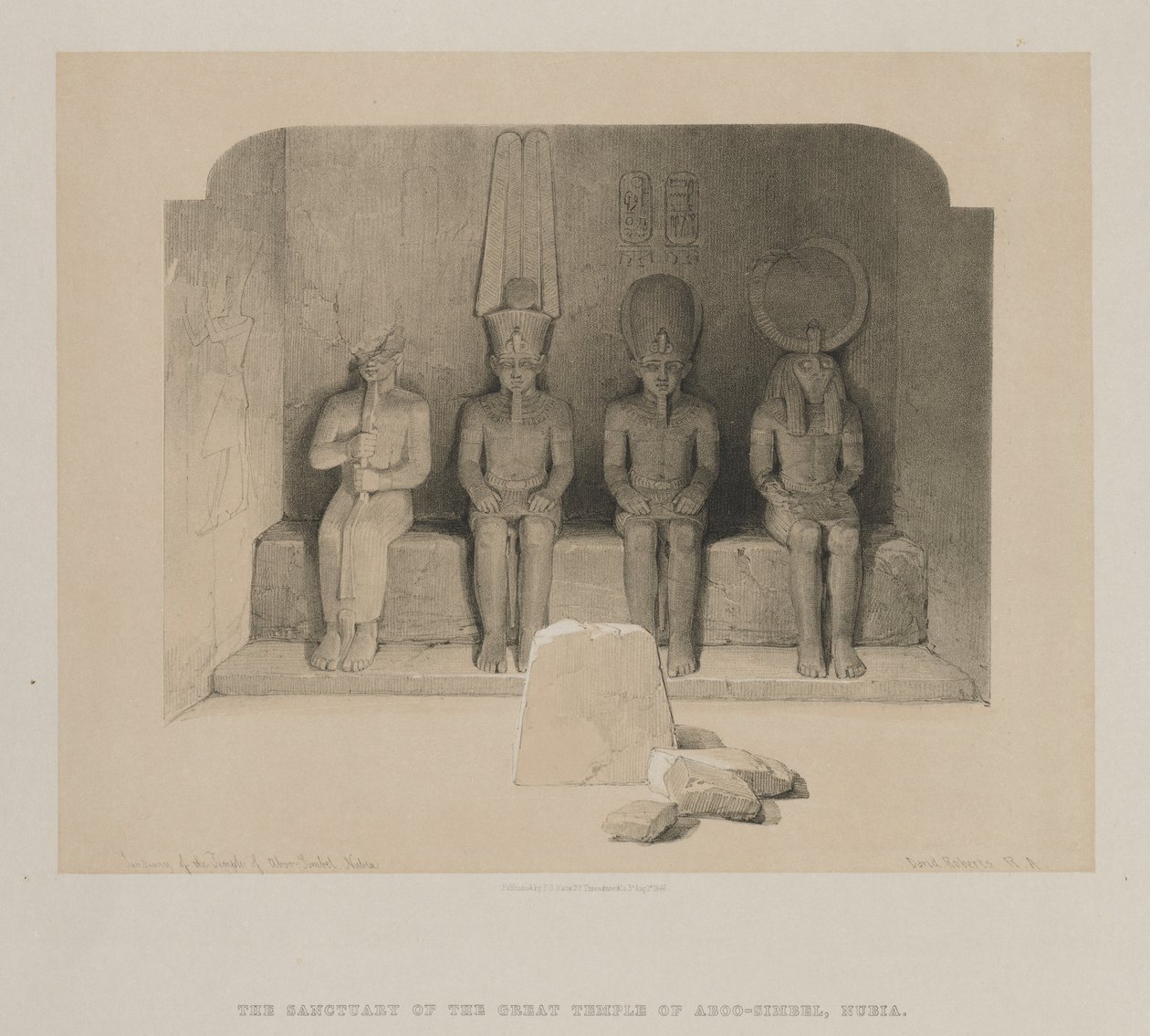 मिस्र और नूबिया, खंड I: अबो-सिंबल, नूबिया, 1846 के मंदिर का अभयारण्य। द्वारा लुई हागे
