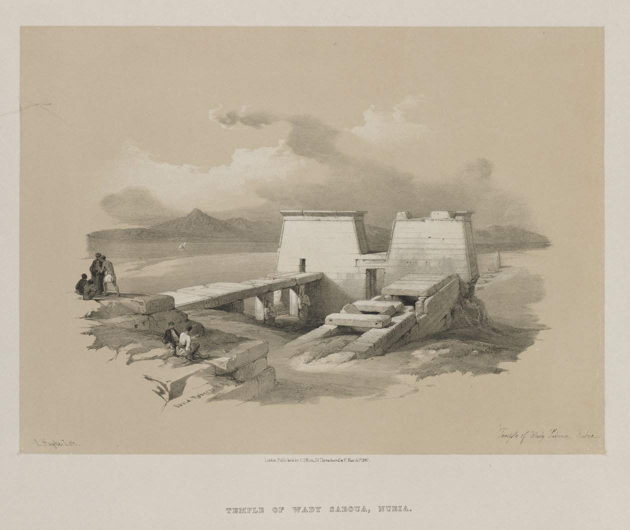 मिस्र और नूबिया, खंड I: वादी सबौआ का मंदिर, नूबिया, 1846। द्वारा लुई हागे