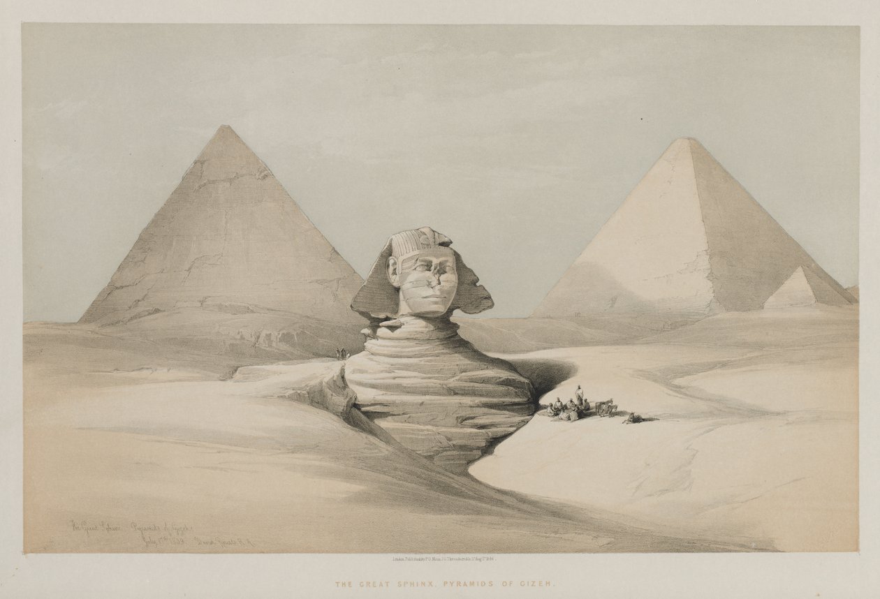 मिस्र और नूबिया, वॉल्यूम I: द ग्रेट स्फिंक्स, पिरामिड ऑफ़ गीज़ीह, 1846। द्वारा लुई हागे