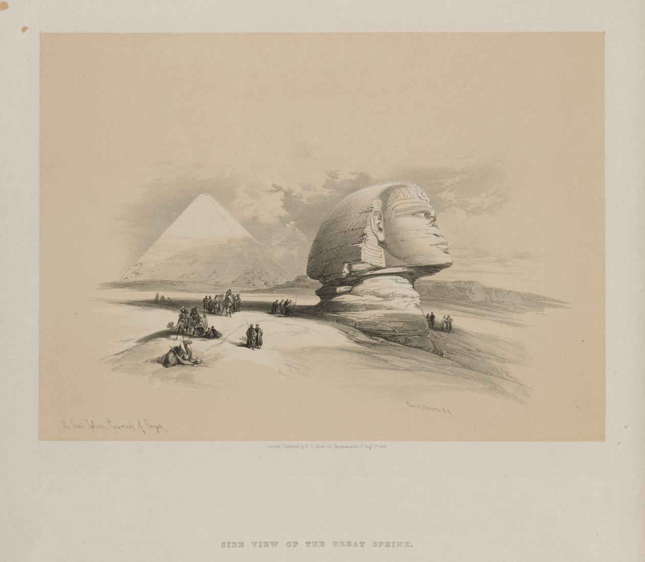 मिस्र और नूबिया, वॉल्यूम I: द ग्रेट स्फिंक्स, पिरामिड ऑफ़ गीज़ीह, 1846। द्वारा लुई हागे