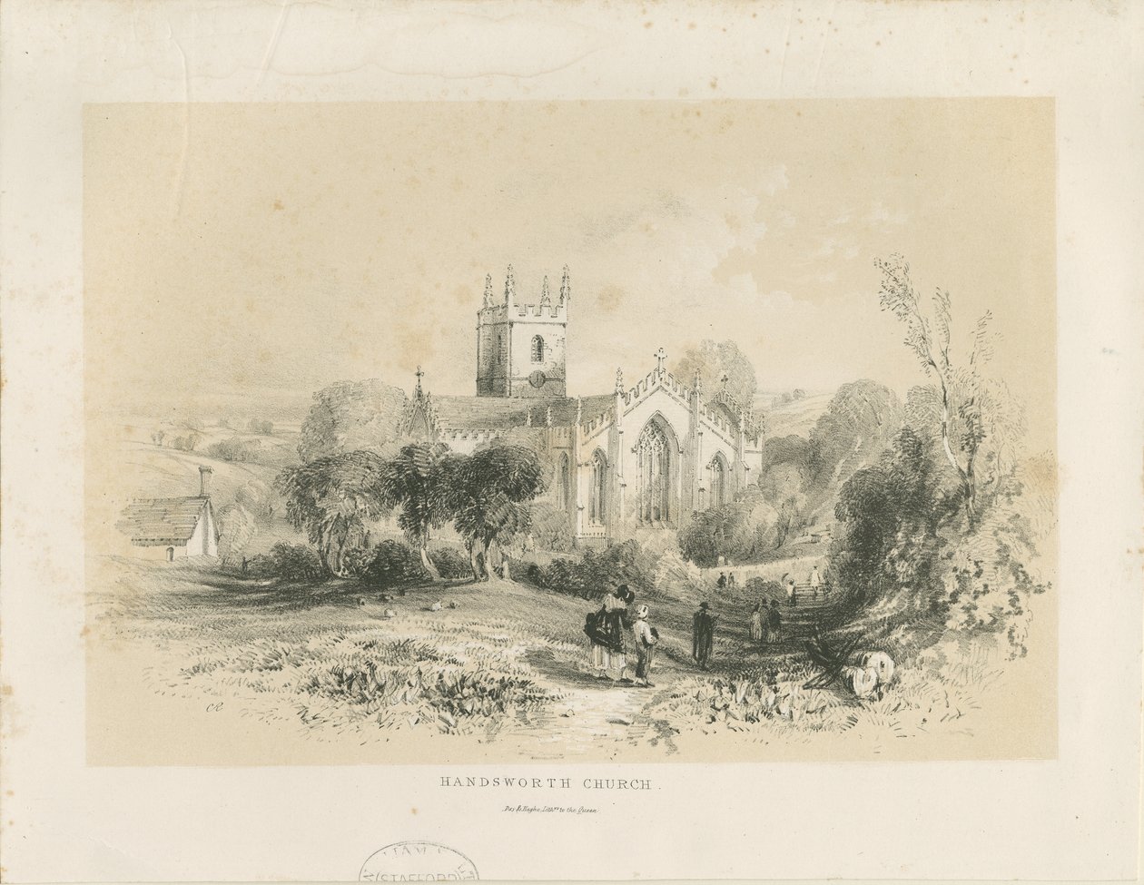 हैंड्सवर्थ चर्च: लिथोग्राफ, एनडी [1806-1885] द्वारा लुई हागे
