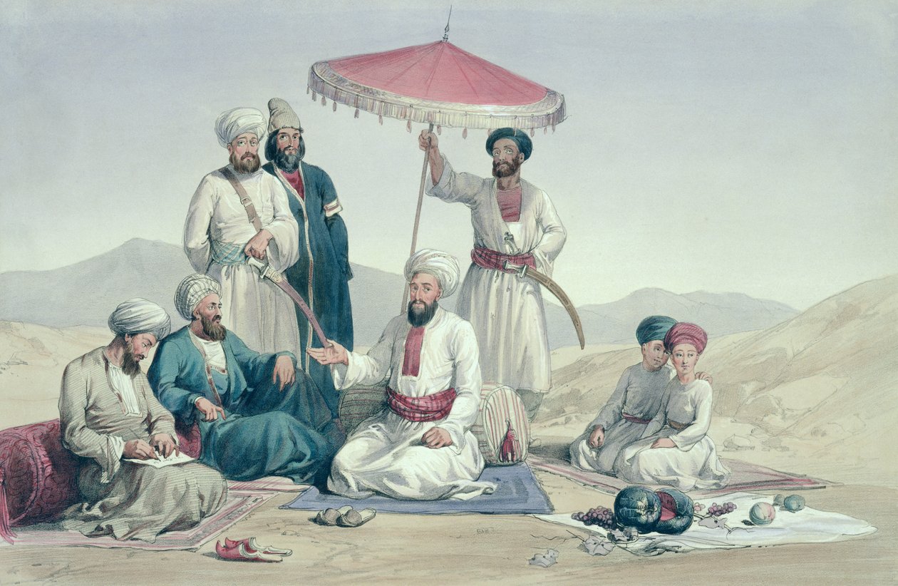 उमर दोस्त मोहम्मद खान, कैप्टन लॉकर विलिस हार्ट द्वारा लिखित &39;अक्षर और वेशभूषा में अफगुआनिस्तान&39; से, 1843 में प्रकाशित द्वारा लुइस हेग