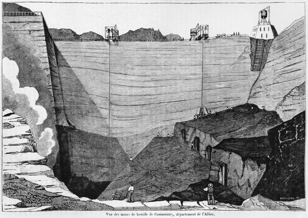 कॉट्री में कोयला खदान, पिट्सकोर स्टोर, 1835 से चित्र द्वारा लुई हेनरी ब्रेविएरे