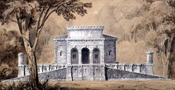 जेंडरमेरी इम्पीरियल का दृश्य, c.1825 (कागज पर कलम और स्याही और धुलाई) द्वारा लुई हिप्पोलाइट लेबास