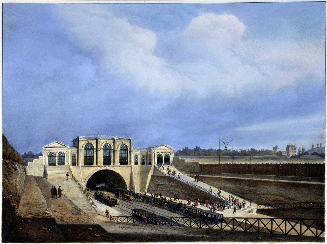 पेरिस से सेंट जर्मेन तक रेलवे - अर्नौटा द्वारा "पेरिस एन 1837" में द्वारा लुइस जूल्स अर्नौट