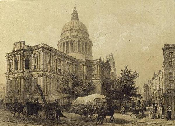सेंट पॉल कैथेड्रल, c.1855 (लिथो) द्वारा लुइस जूल्स अर्नौट