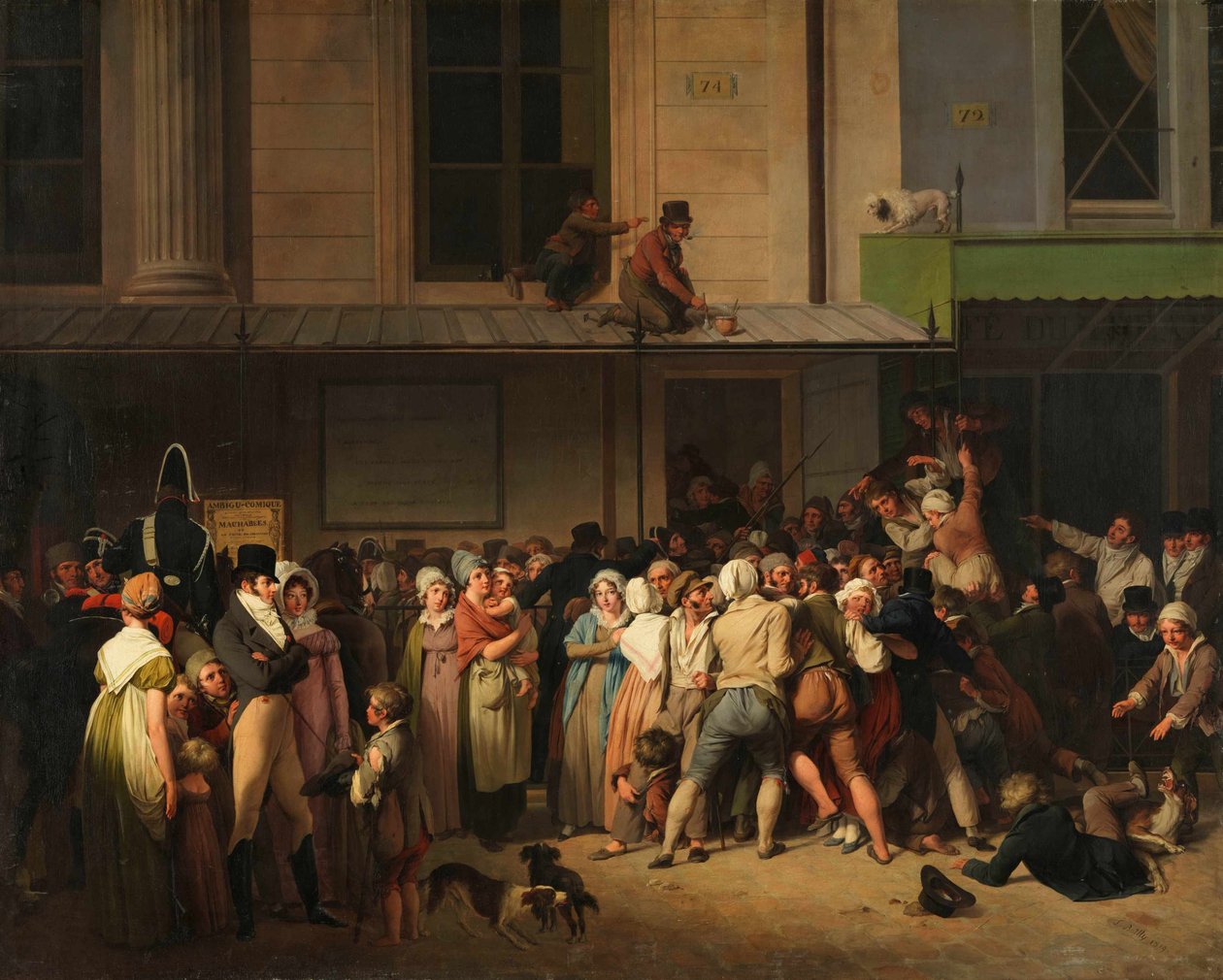 एक मुफ्त शो, सीए 1819 के दिन Théâtre de lAmbigu-Comique का प्रवेश द्वार। द्वारा लुई लियोपोल्ड बोइली