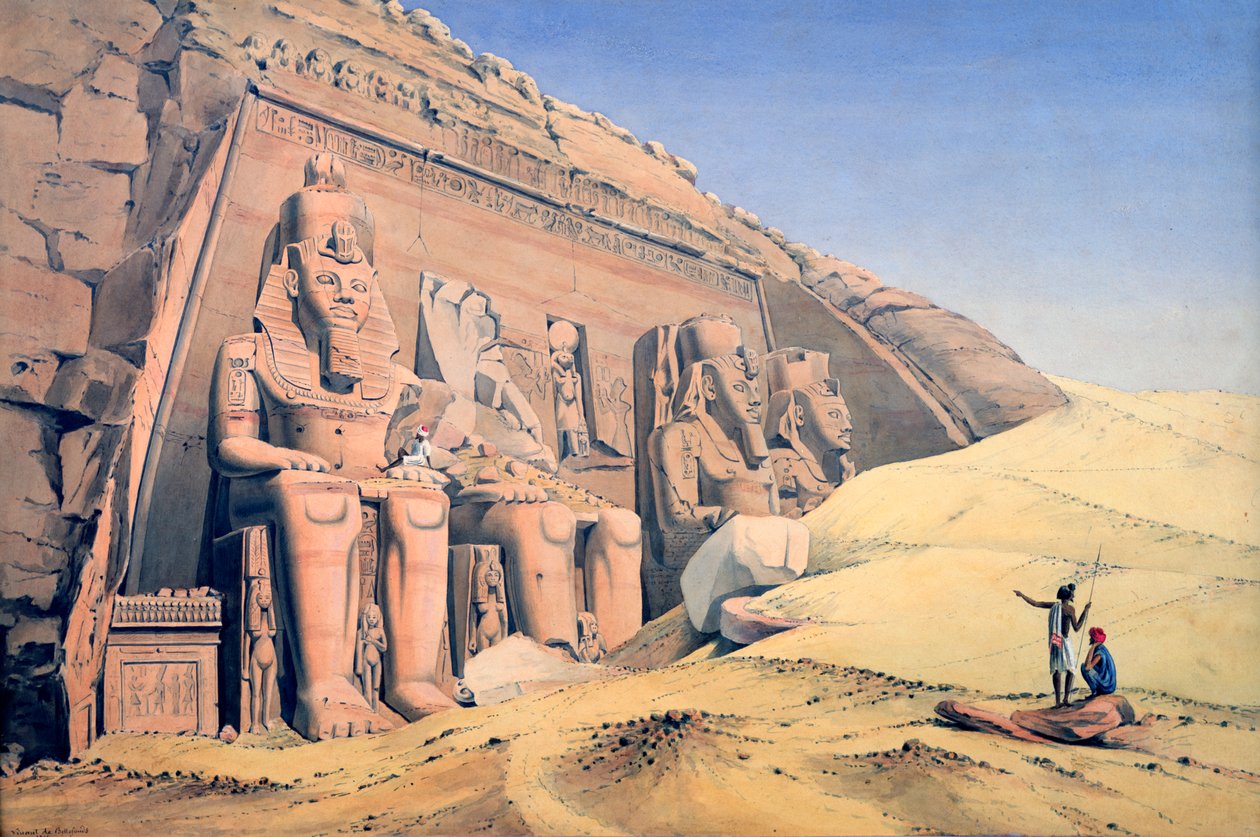 रामेसेस II का महान मंदिर, अबू सिंबल, 1846 द्वारा लुई एमए लिनेंट डी बेलेफॉन्ड्स,