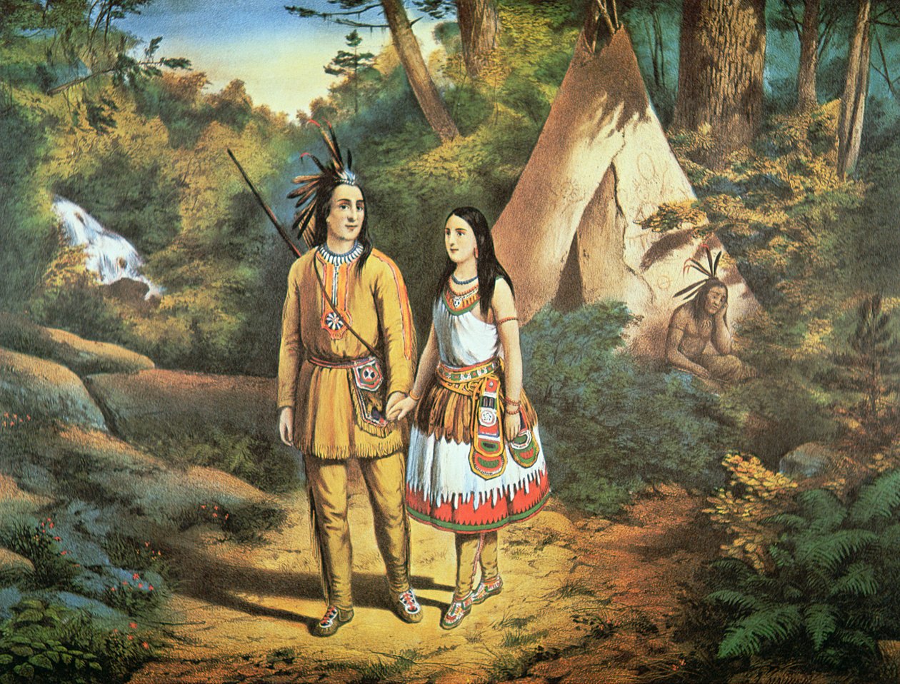 हियावथा की शादी (रंगीन लिथो) द्वारा लुई मौरर