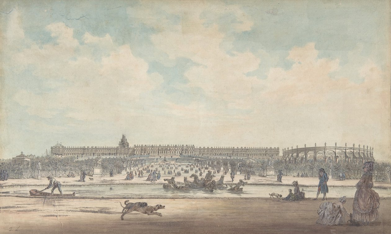 1779 में गार्डन से देखा गया चेतो डे वर्सेल्स। द्वारा लुई निकोलस डी लेस्पिनसे