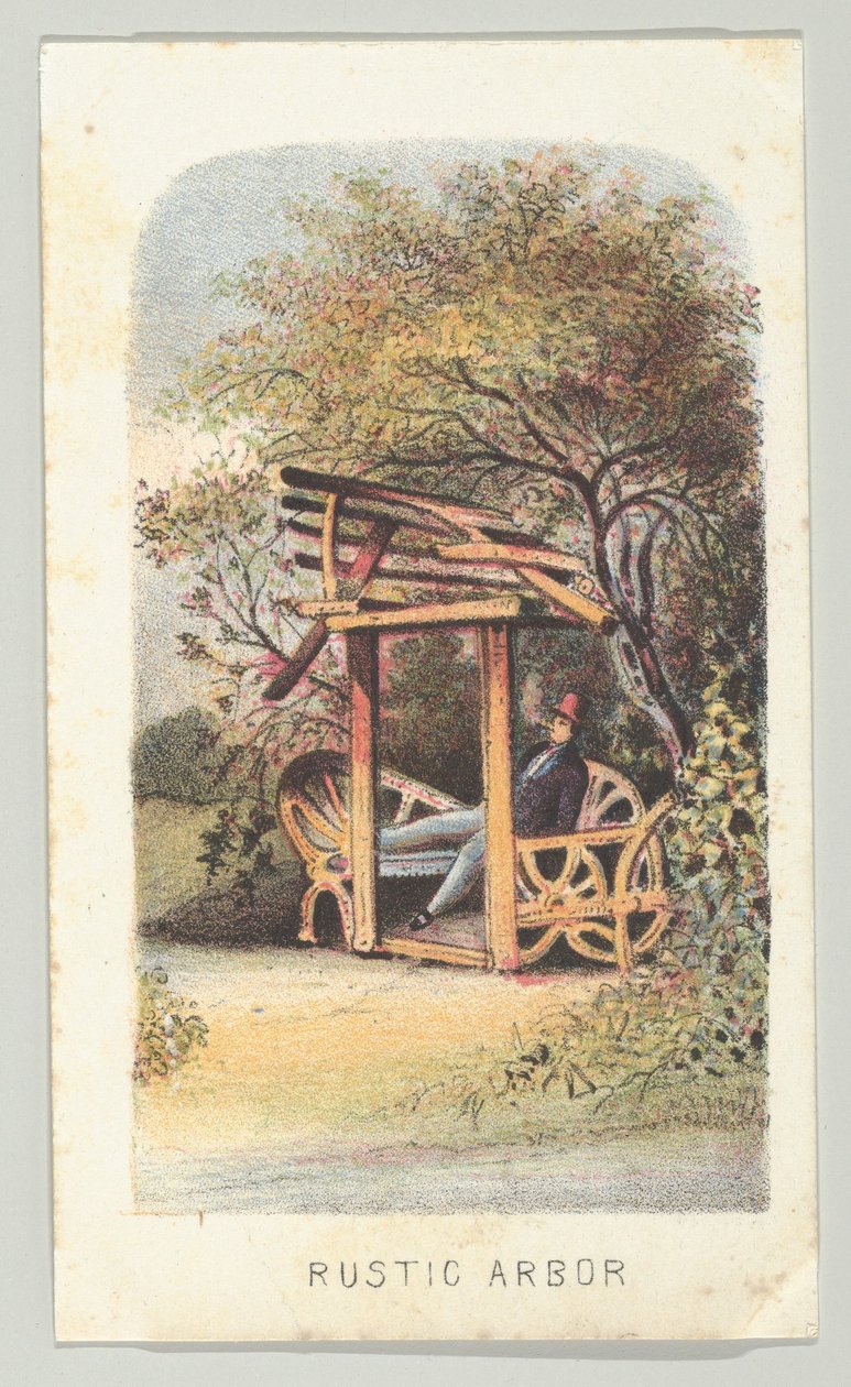 रस्टिक आर्बर, सीरीज़ से, व्यूज़ इन सेंट्रल पार्क, न्यूयॉर्क, भाग 2, 1864। द्वारा लुइस प्रांग