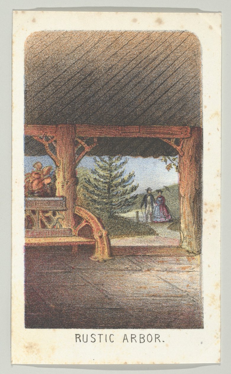 रस्टिक आर्बर, सीरीज़ से, व्यूज़ इन सेंट्रल पार्क, न्यूयॉर्क, भाग 3, 1864। द्वारा लुइस प्रांग