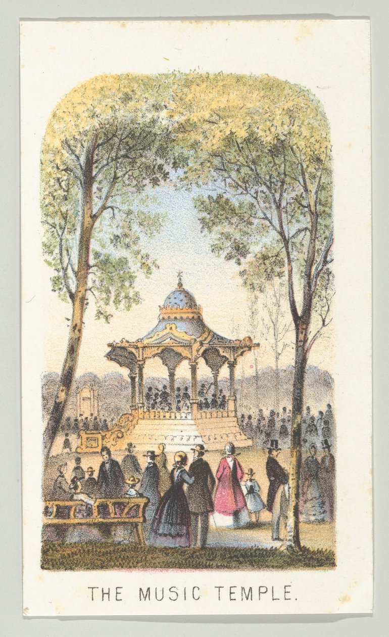 द म्यूज़िक टेम्पल, सीरीज़ से, व्यूज़ इन सेंट्रल पार्क, न्यूयॉर्क, भाग 2, 1864। द्वारा लुइस प्रांग