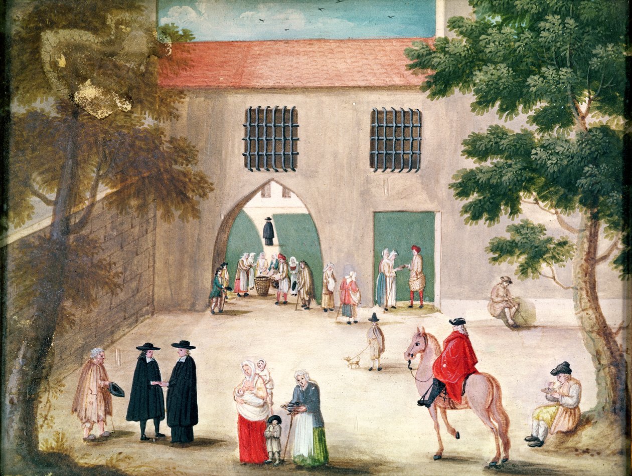 &39;L&39;Abbaye de Port-Royal&39;, c.1710 से, आलुओं को वितरित करना द्वारा लुईस मदेलेने कोचीन