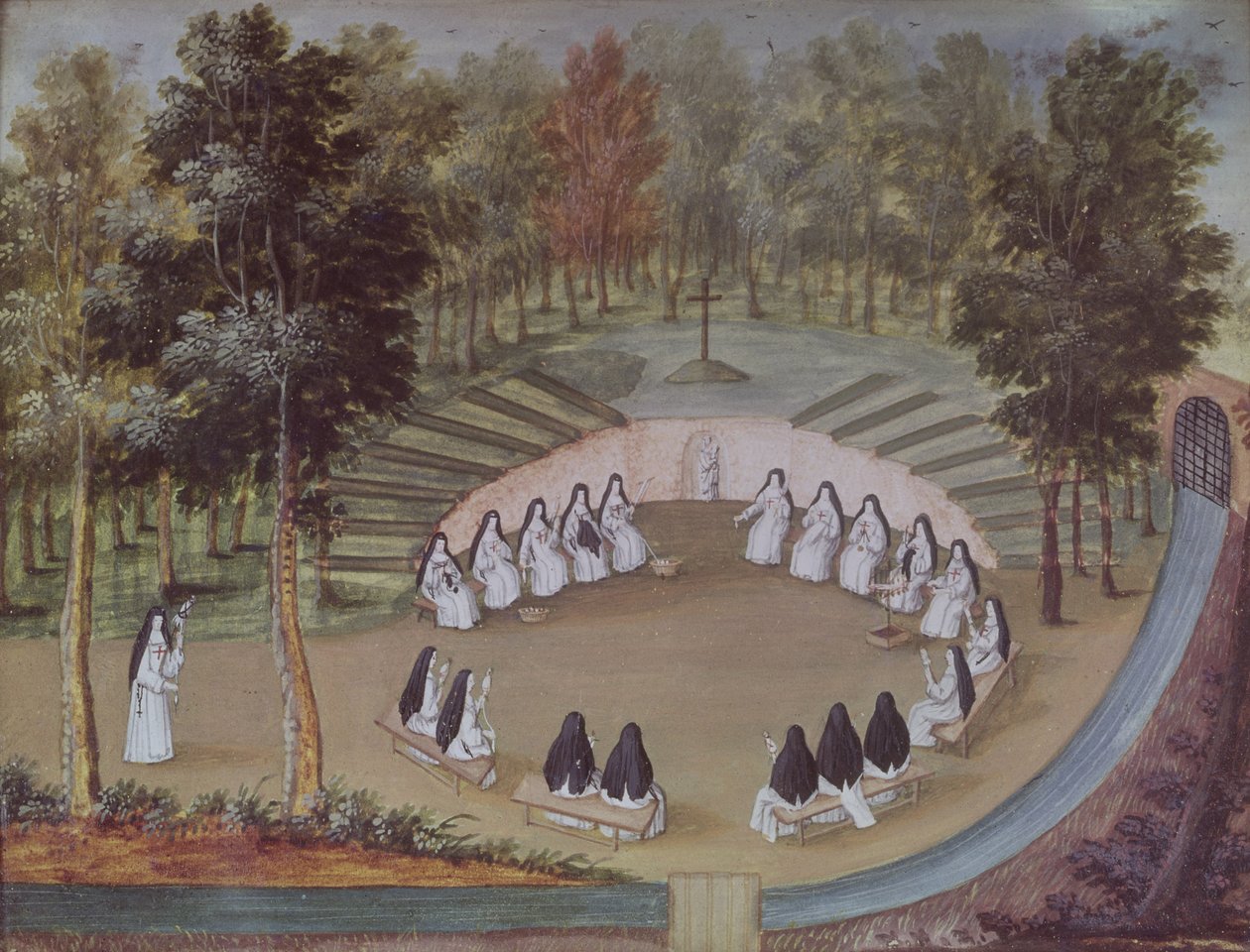 &39;L&39;Abbaye de Port-Royal&39;, c.1710 से एकांत में बैठक द्वारा लुईस मदेलेने कोचीन