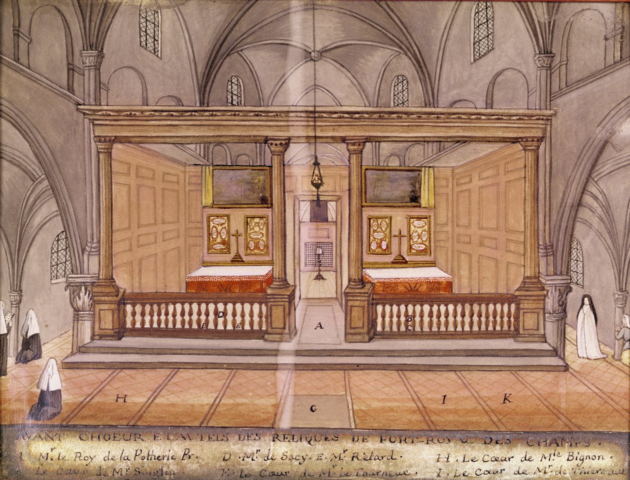 &39;L&39;Abbaye de Port-Royal&39; से ccel, और Altar का दृश्य, c.1710 द्वारा लुईस मदेलेने कोचीन