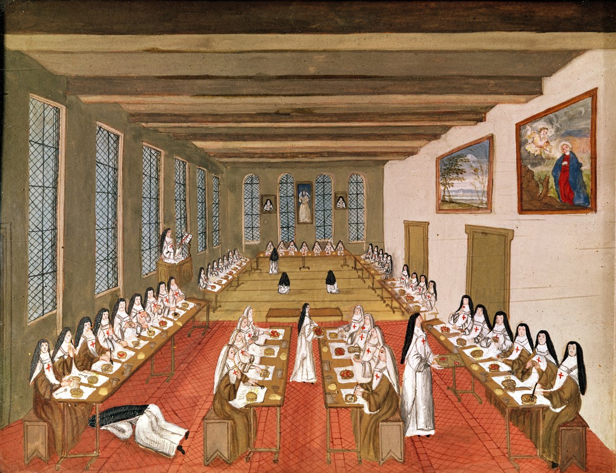 &39;L&39;Abbaye de Port-Royal&39;, c.1710 से रिफ़ेक्टरी का दृश्य द्वारा लुईस मदेलेने कोचीन