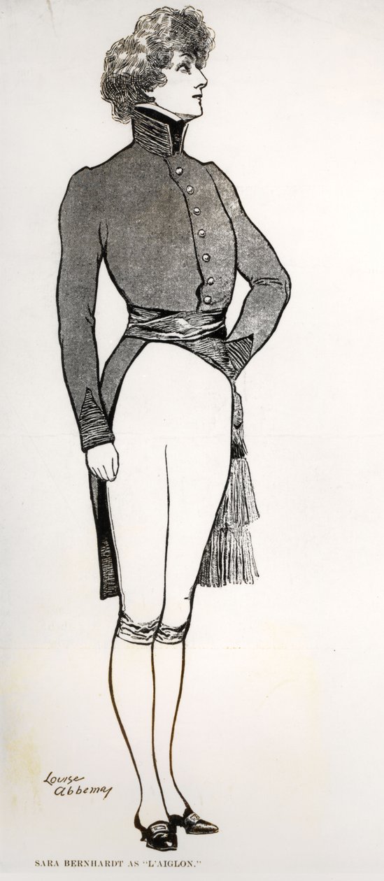 एडमंड रोस्टैंड द्वारा त्रासदी में सारा बर्नहार्ट (1844-1923) एल'एग्लॉन के रूप में (1868-1918) 1901 (उत्कीर्णन) (बी/डब्ल्यू फोटो) द्वारा लुईस एबेमा