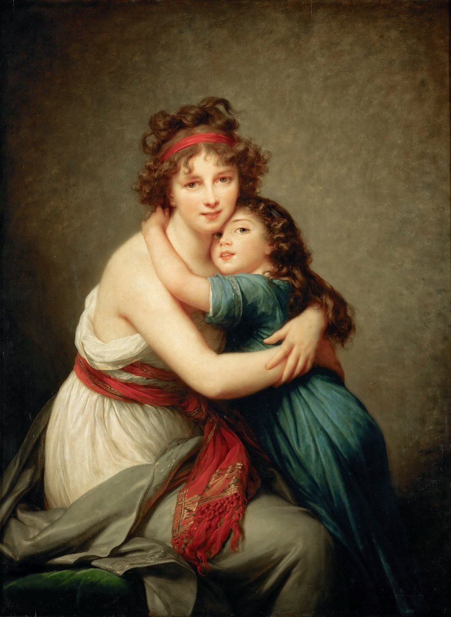 अपनी बेटी, जूली के साथ सेल्फ-पोर्ट्रेट, c. 1789. द्वारा एलिजाबेथ लुईस विगि लेब्रुन