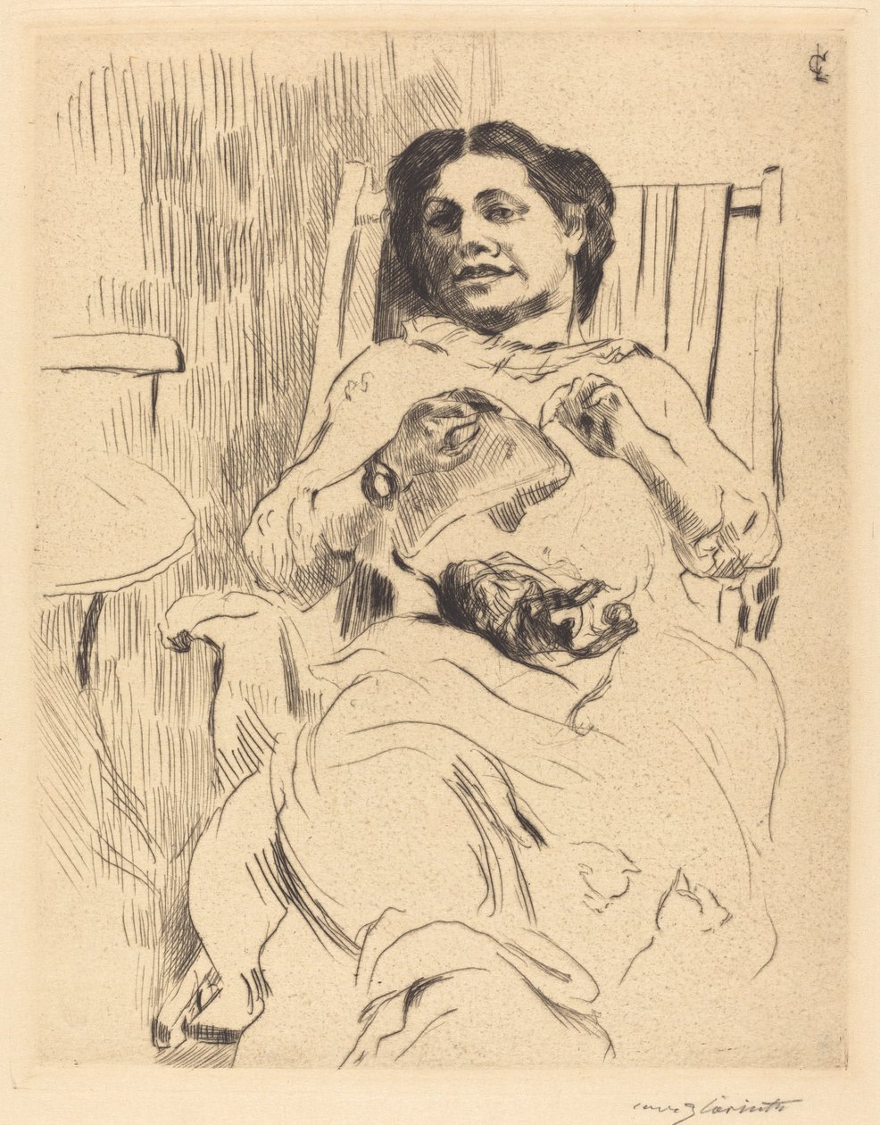 सुई के काम वाली महिला, 1912। द्वारा लोविस कोरिंथ