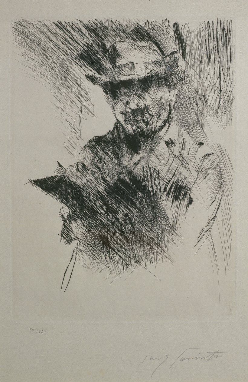 सेल्फ पोर्ट्रेट, c.1920-21 (ड्राईपॉइंट) द्वारा लोविस कोरिंथ