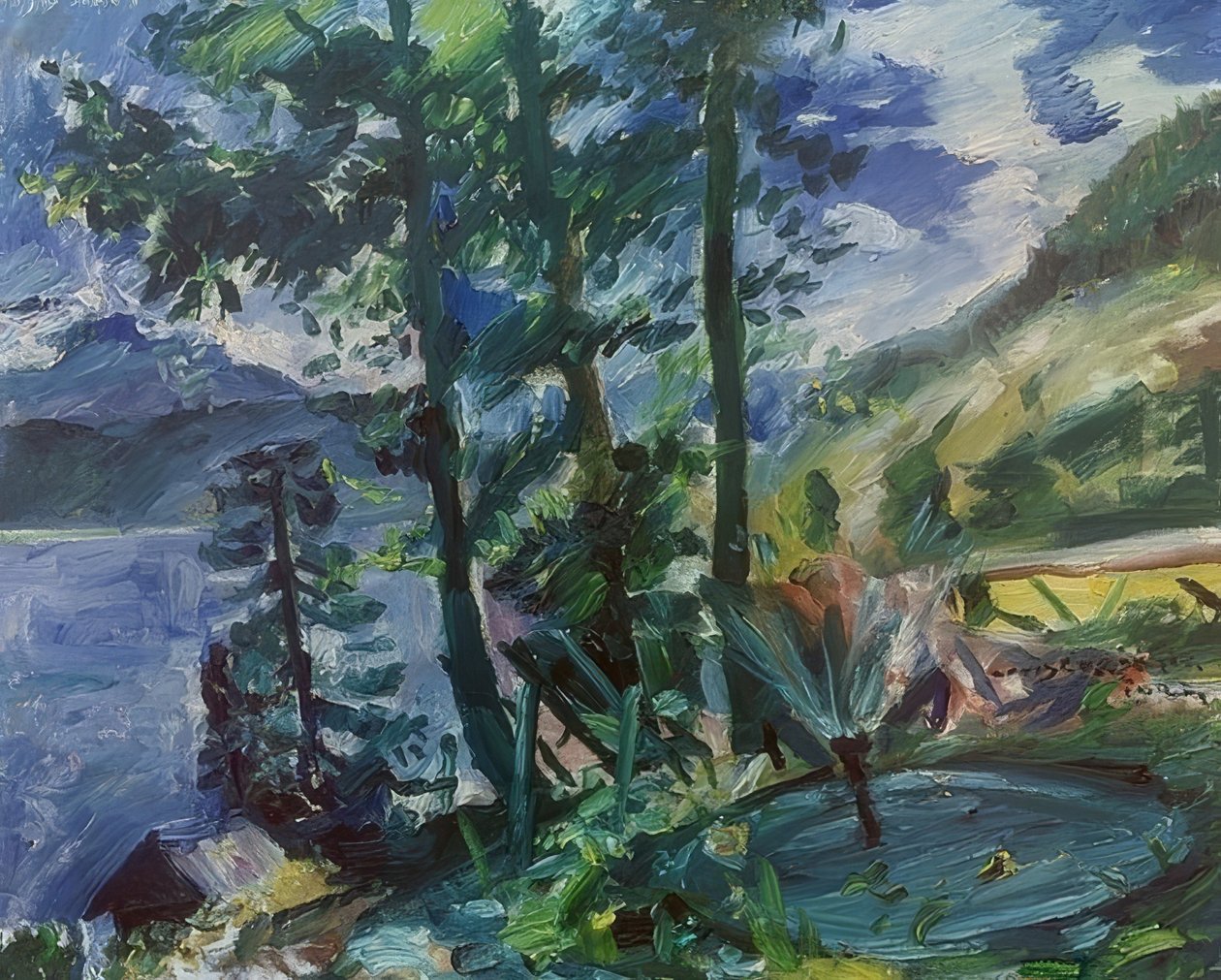 फव्वारे के साथ Walchensee। 1923 द्वारा लोविस कोरिंथ