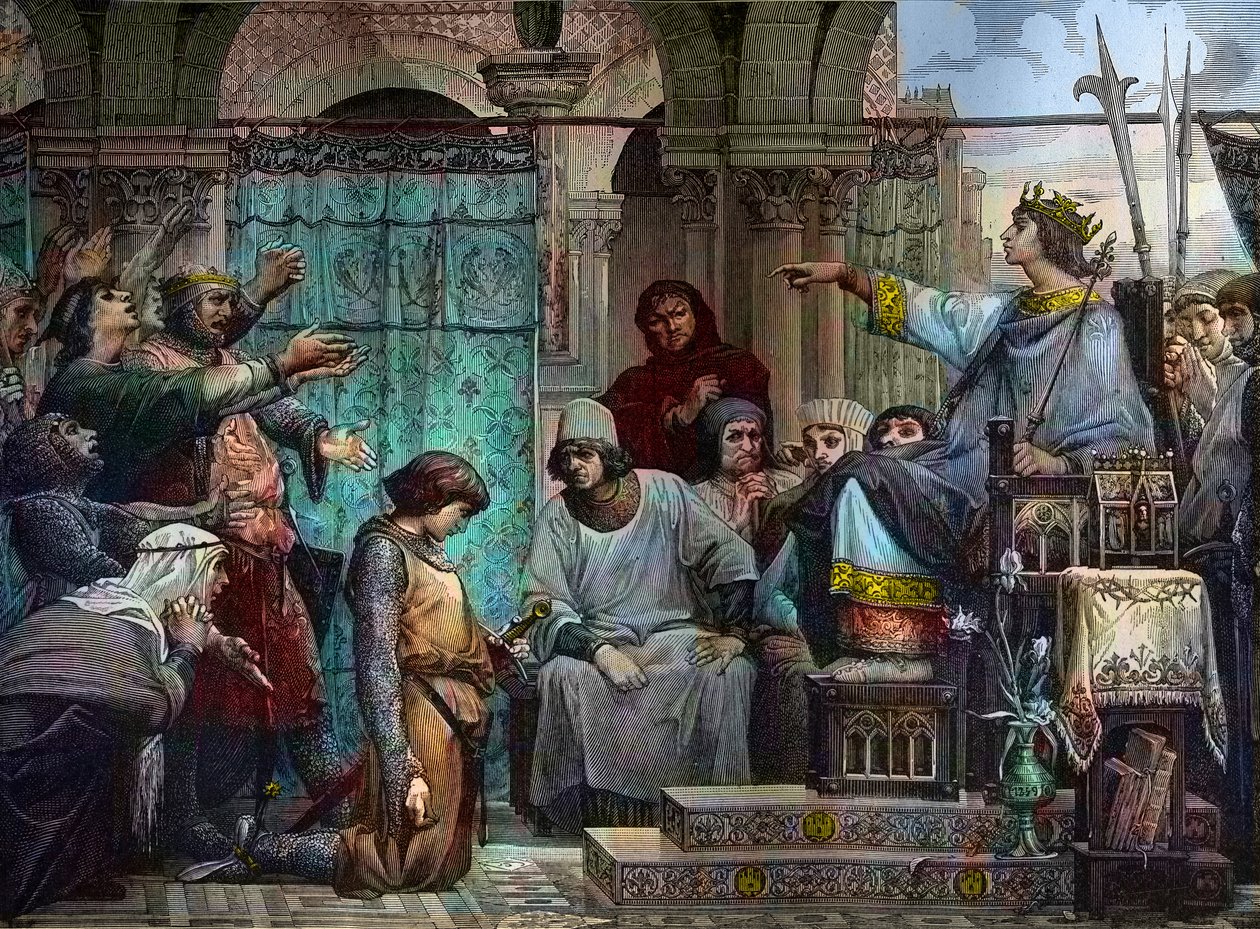 सेंट लुइस एंगुएरैंड IV डी कौसी (1220-1310) की निंदा करता है - सेंट लुइस कौसी के एंगुएरैंड IV को दंडित करता है द्वारा ल्यूक ओलिवर मर्सन