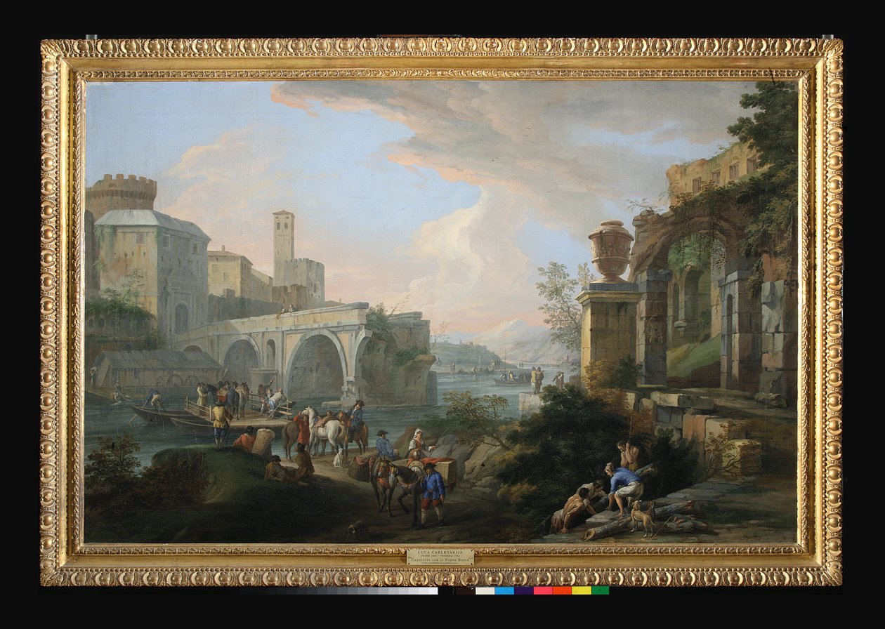पोंटे रोटो के साथ Capriccio, c.1714 (कैनवास पर तेल) द्वारा लुका कारलेवरिस