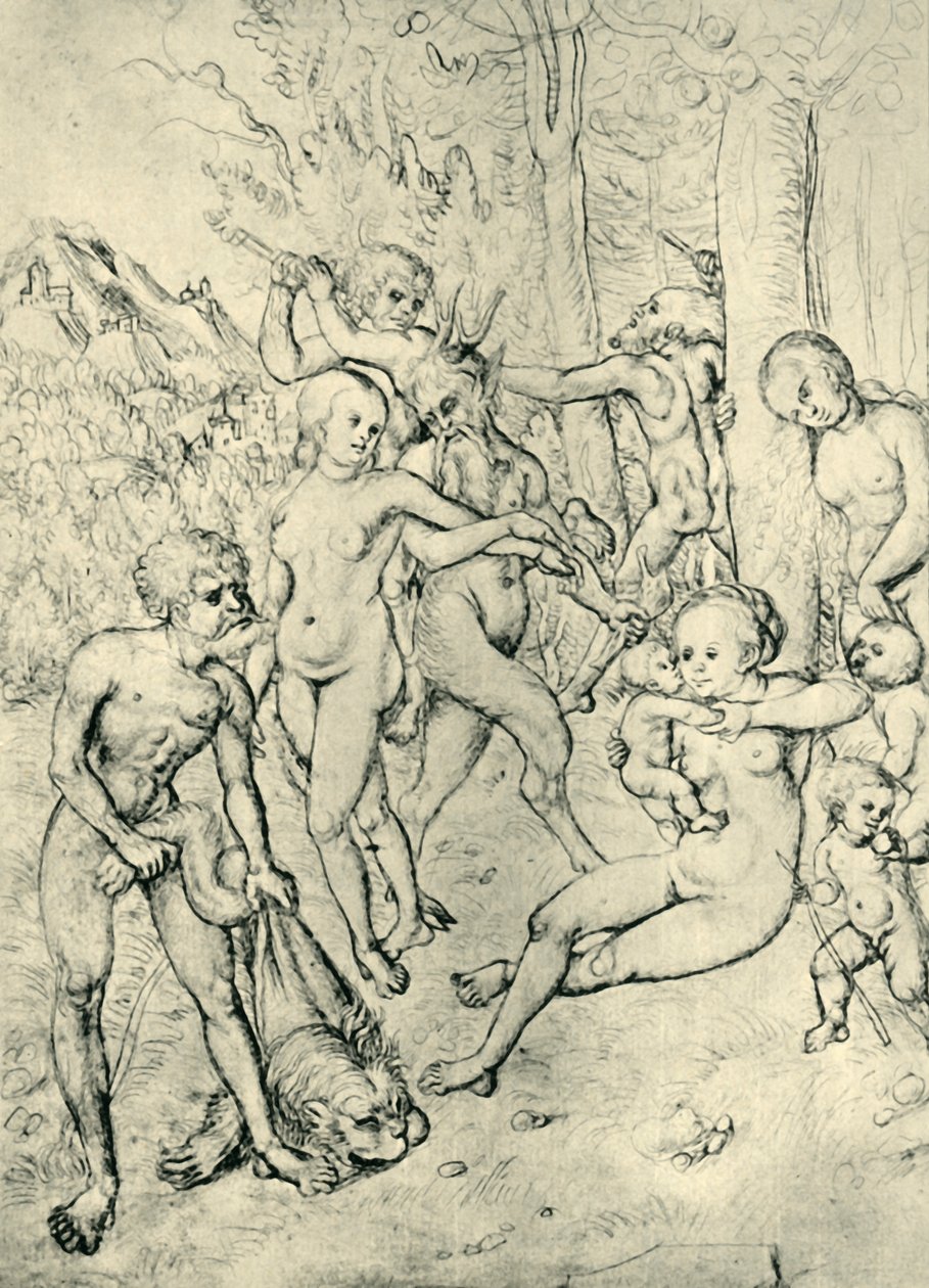 व्यंग्य और अप्सराएँ, 1520-1530, 1943। द्वारा लुकास क्रैंक द एल्डर