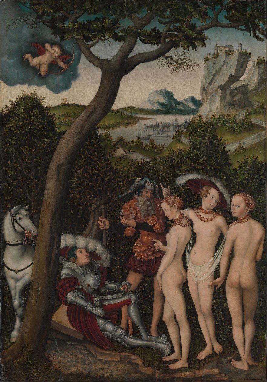 पेरिस के निर्णय, c.1528 (बीच पर तेल) द्वारा लुकास द एल्डर क्रैनाच