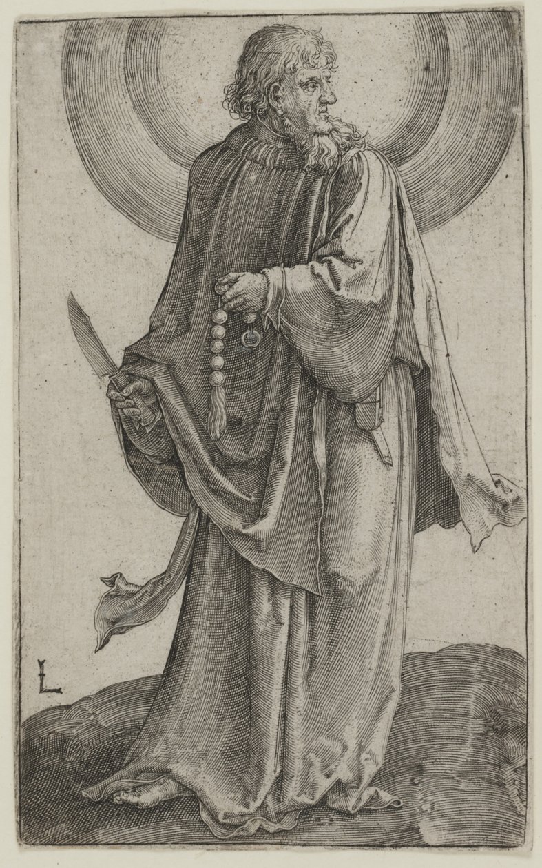 सेंट बार्थोलोम्यू, c.1511 (उत्कीर्णन) द्वारा लुकास वैन लेडेन